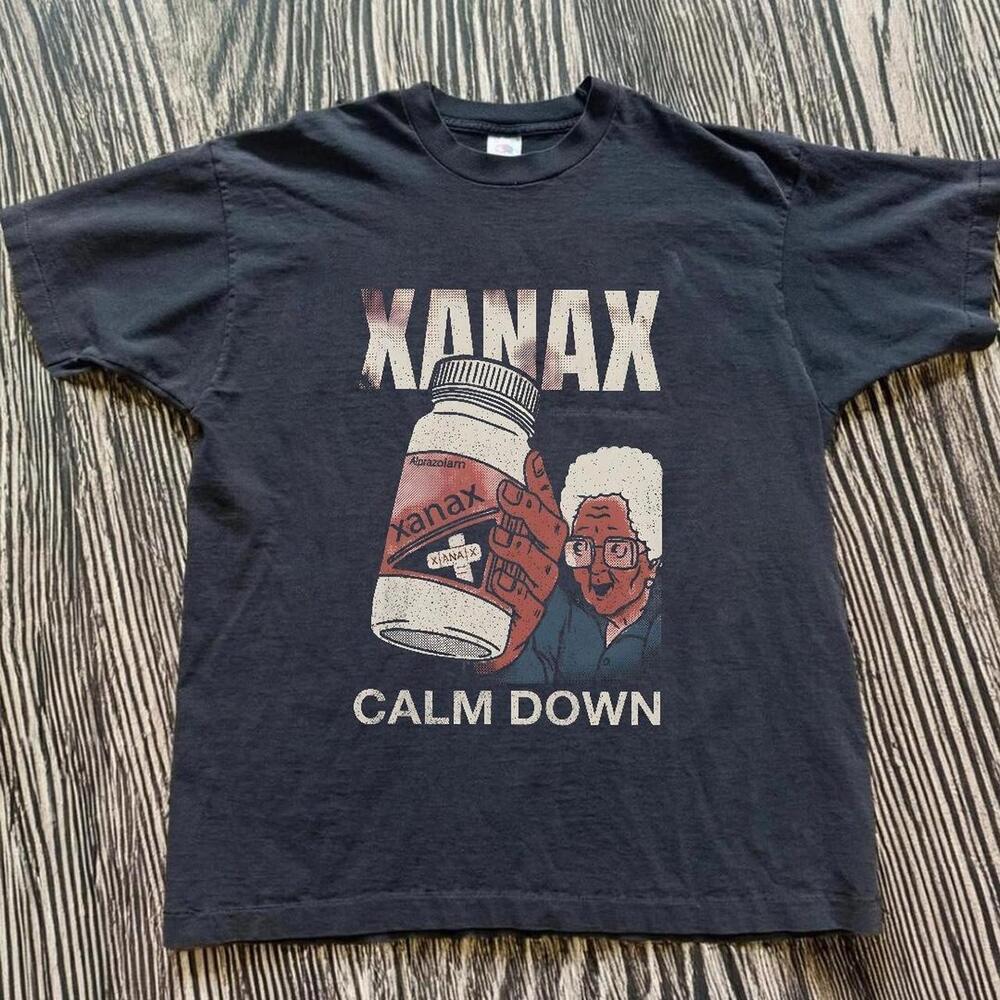 Gildan Men Black T-Shirt, Black Xanax Graphic Tee